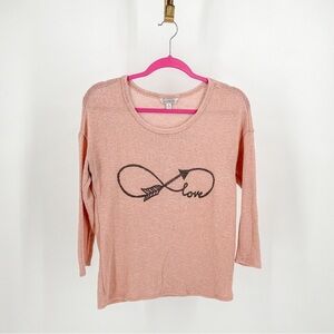 Charming Charlie infinity sign with “love” arrow